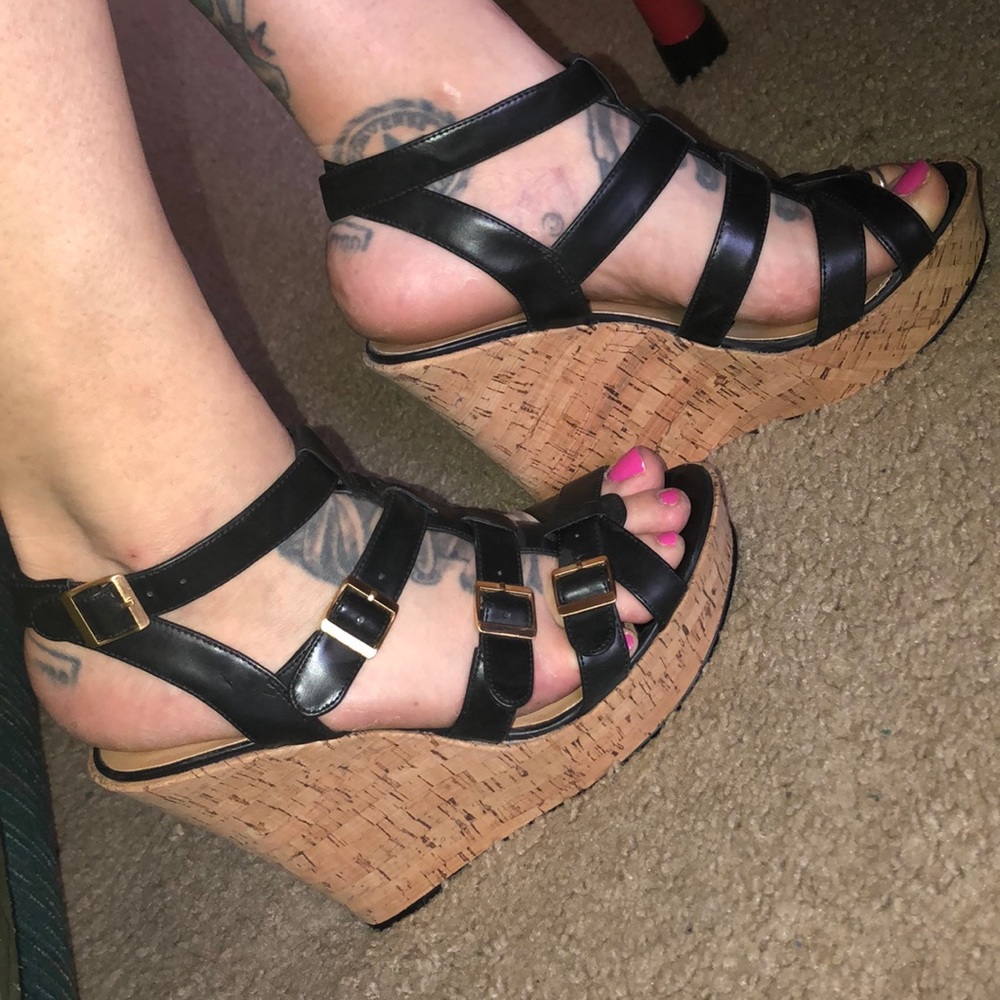 Black Aldo Wedges